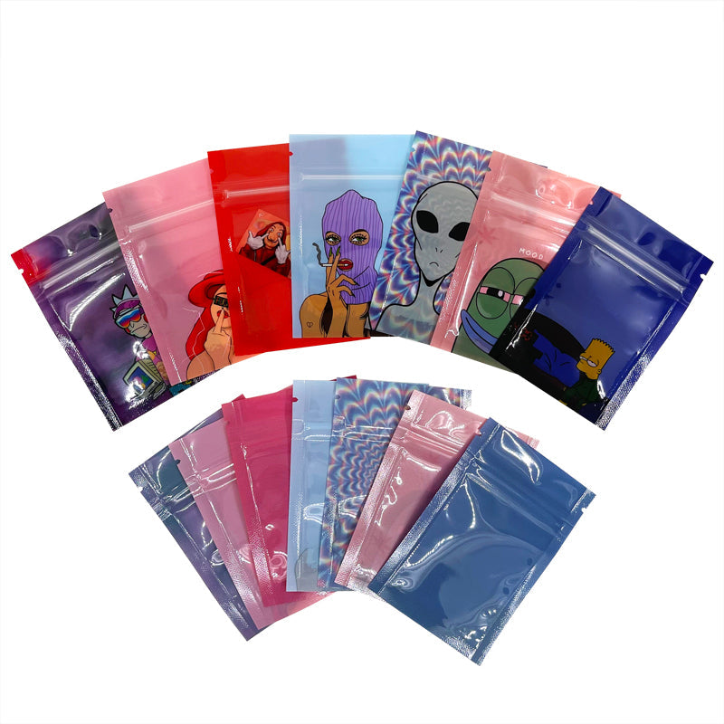 Small Size 6x9cm Candy Zipper Pouch With Clear Window Sample Bag Plastic Packaging