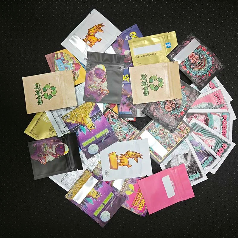 Flower Package 1g Mylar Bag 3.5g Smell Proof Foil Resealable Ziploc Pouch Plastic Die Cut Cookie Storage Small Bolsas Pochon Bag