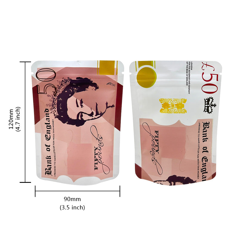 100 PCS Dollar Sign Pattern Money 1g-3.5g Mylar Bags Smell Proof Bag Tobacco Accessories U.S. Dollars Zip lock Bag Copy Props