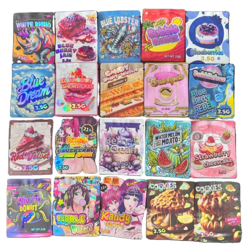Custom 3.5g Packaging Plastic Bags Cookie Packaging Box Die Cut Bags 3.5g Mylar Bags with Box