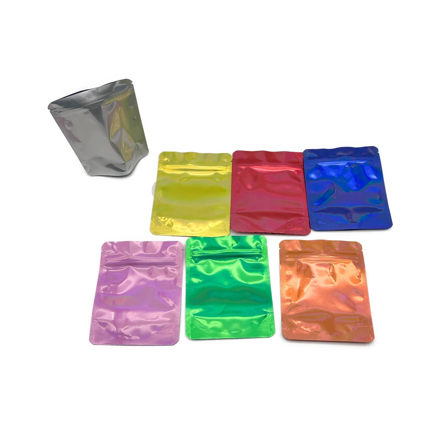 Mylar 3,5 g'lık Poşet Logonuz Baskılı Yumuşak Dokunuşlu Holografik Lazer Metal Efektli Yenilebilir 1 g 3,5 g 14 g 28 g 35 g 1 lb Poşet
