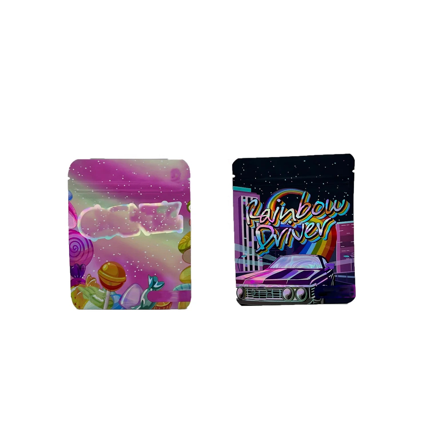 Mylar 3,5 g'lık Poşet Logonuz Baskılı Yumuşak Dokunuşlu Holografik Lazer Metal Efektli Yenilebilir 1 g 3,5 g 14 g 28 g 35 g 1 lb Poşet