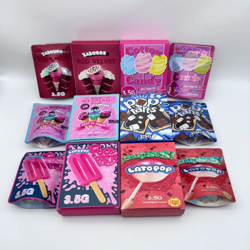 In Stock Custom Holographic Cardboard Paper Box for 3.5g Cereal Mylar Bags Packaging
