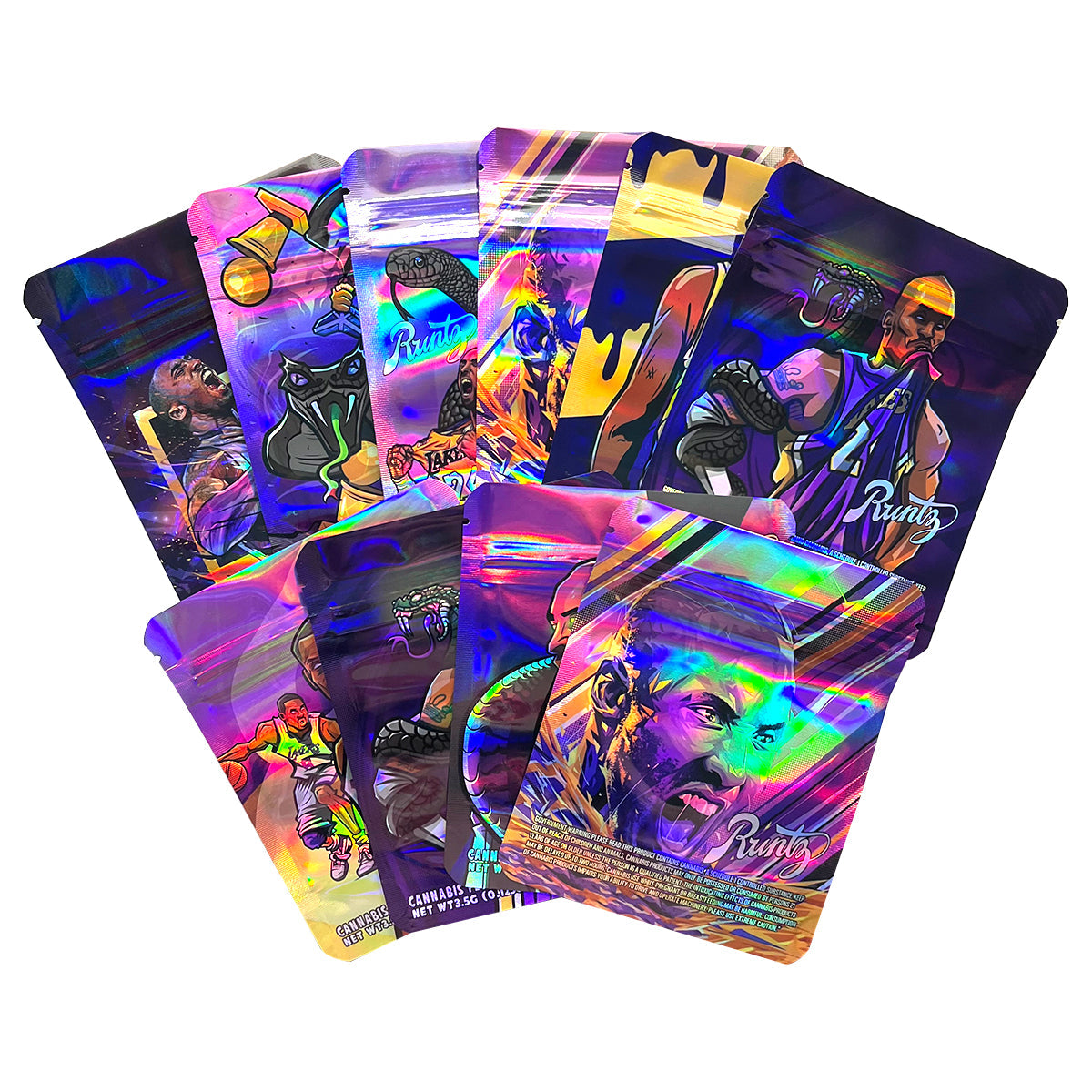 3.5g Mylar Bags Smell proof Ziplock Bags Laser Hologram CBD small Pouch 3.5g 100 pcs Customized your logo