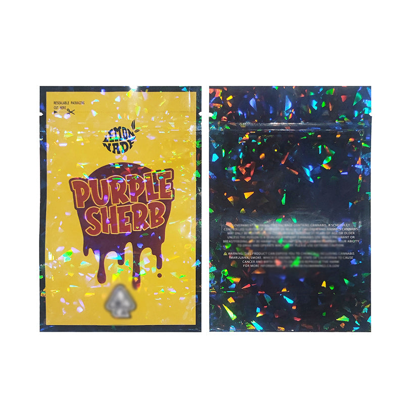 Lemon nade 3.5g Hologram Laser Zipper Bags Both Side Printed 100 pcs