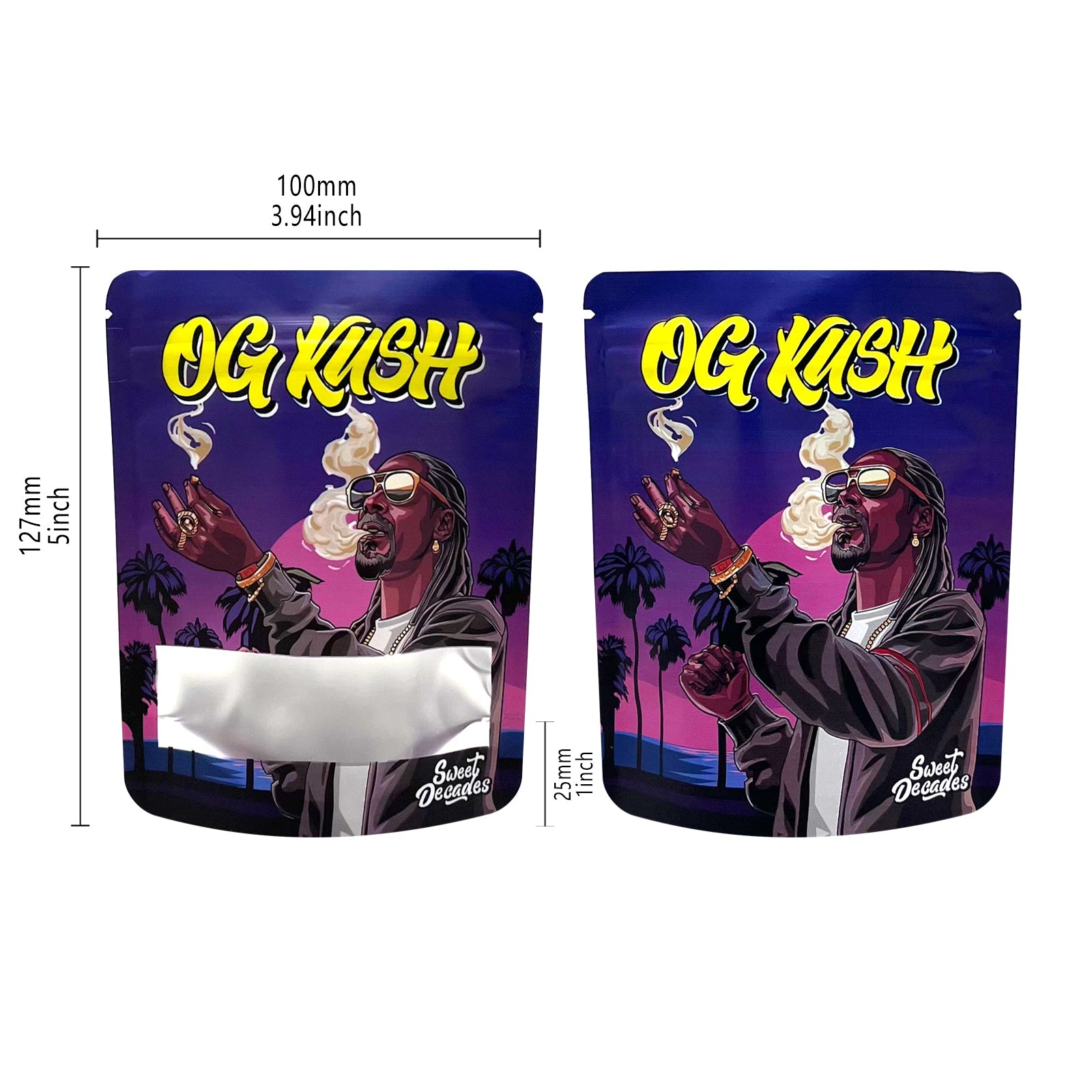 3.5g Mylar Bags Smell proof Ziplock Bags Laser Hologram CBD small Pouch 3.5g 100 pcs Customized your logo