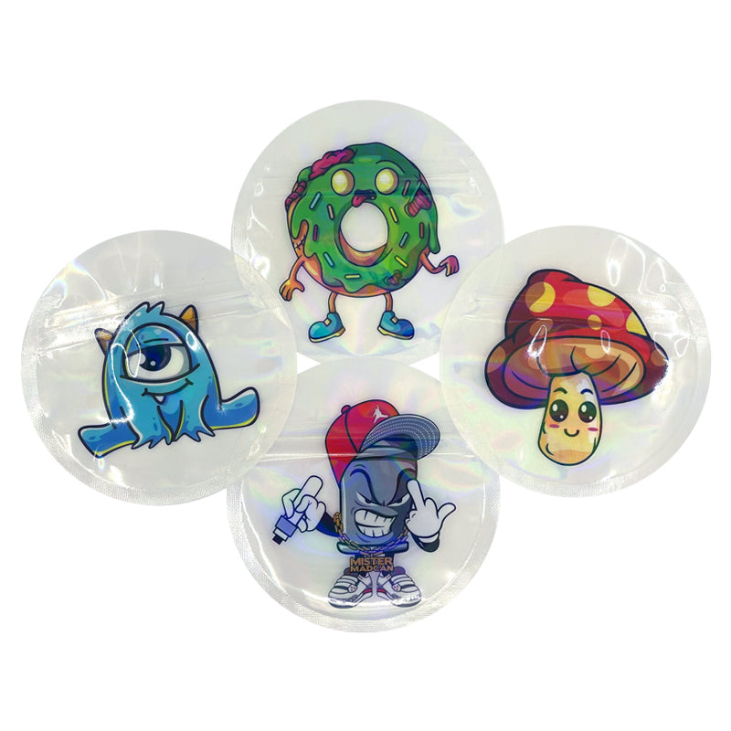 50 pcs 9x9cm Round Shape Bags Zip Lock Pouches Foil Food Pouches