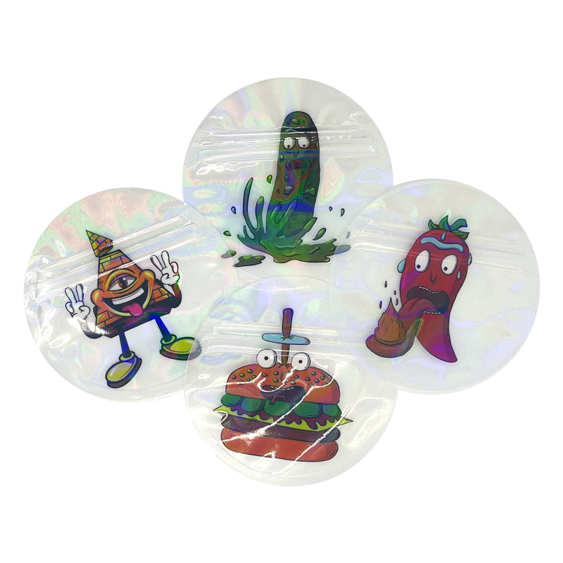 50 pcs 9x9cm Round Shape Bags Zip Lock Pouches Foil Food Pouches