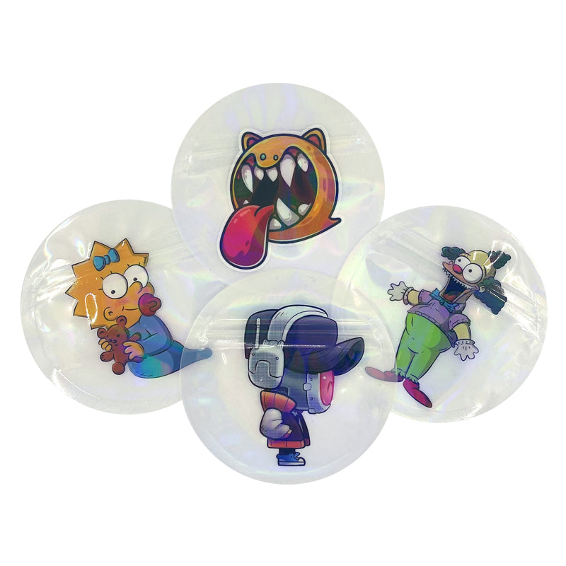 50 pcs 9x9cm Round Shape Bags Zip Lock Pouches Foil Food Pouches