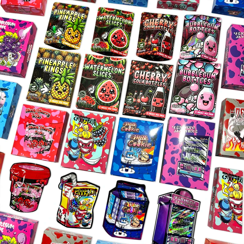 200 pcs Box Custom Paper Display Boxes Custom Holographic Surface Effect Cereal Boxes for 3.5 Mylar Bags With Boxes