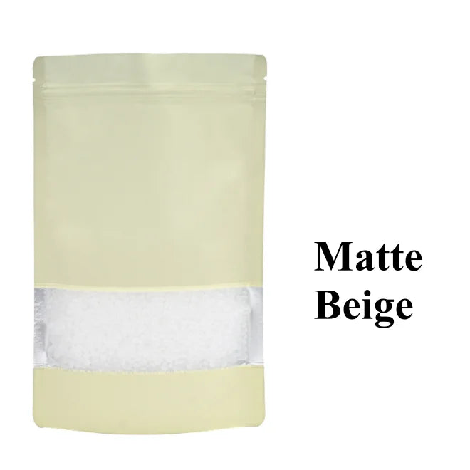 50PCS Stand-up Matte Aluminum Foil Frosted Window Ziplock Bag DIY Matcha Coffee Powder Snack Sugar Beans Pet Food Pack Pouches