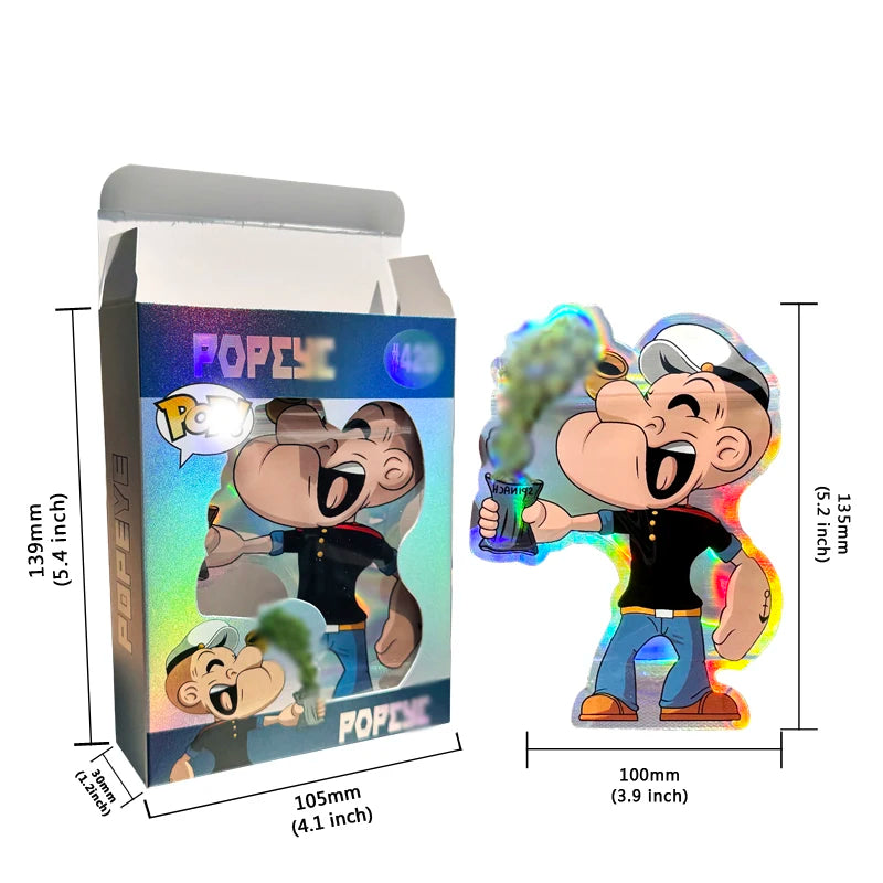 3D Custom Shaped Mylar Bags Collectible Figurine Pouch |25 Pcs Set with Box Holographic Zipper Bags for 1g & 3.5g In Stock