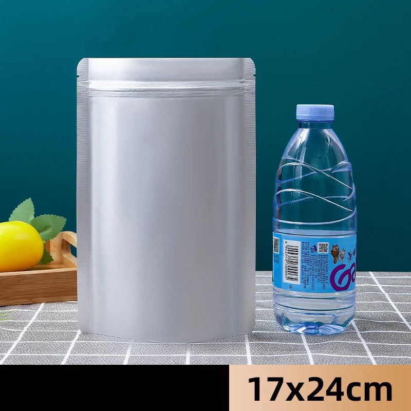 StoBag 50pcs Aluminum Foil Food Packaging Bags Thick Stand Up Self-sealing Storage for Candy Tea Nuts Reusable Gift Pouches