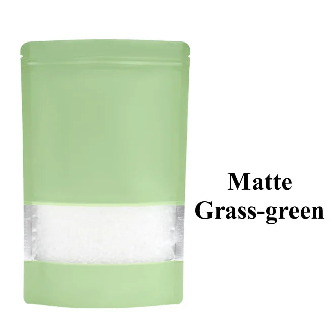 50PCS Stand-up Matte Aluminum Foil Frosted Window Ziplock Bag DIY Matcha Coffee Powder Snack Sugar Beans Pet Food Pack Pouches