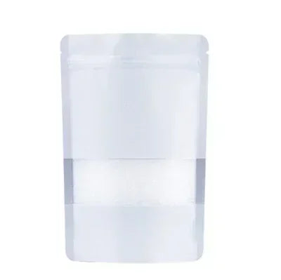 100pcs Custom Silver Gold Clear Nut Snack Popcorn Stand Up Aluminum Foil Zip Lock Pouch Resealable Heat Seal Plastic Window Bag