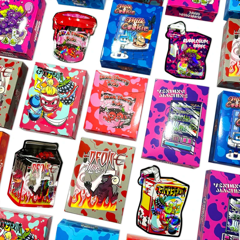 200 pcs Box Custom Paper Display Boxes Custom Holographic Surface Effect Cereal Boxes for 3.5 Mylar Bags With Boxes