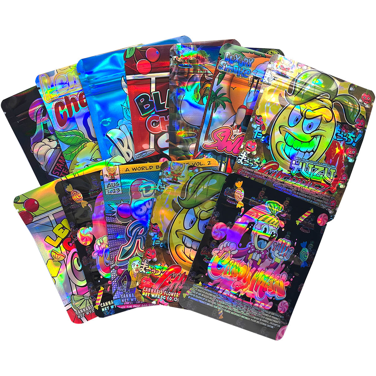 3.5g Mylar Bags Smell proof Ziplock Bags Laser Hologram CBD small Pouch 3.5g 100 pcs Customized your logo