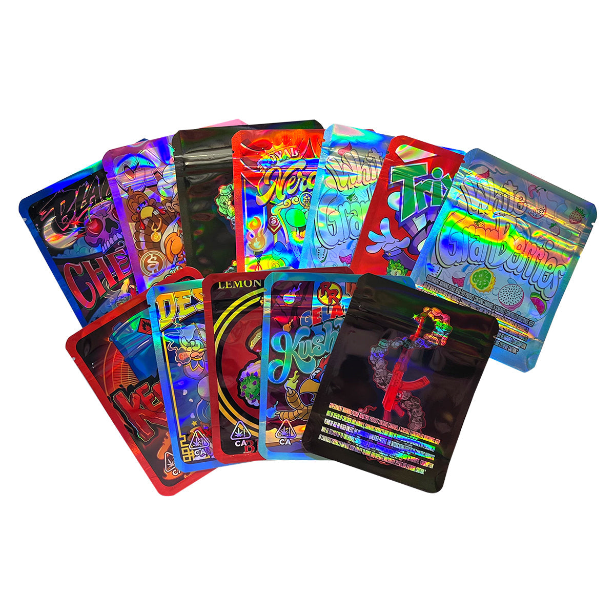 3.5g Mylar Bags Smell proof Ziplock Bags Laser Hologram CBD small Pouch 3.5g 100 pcs Customized your logo