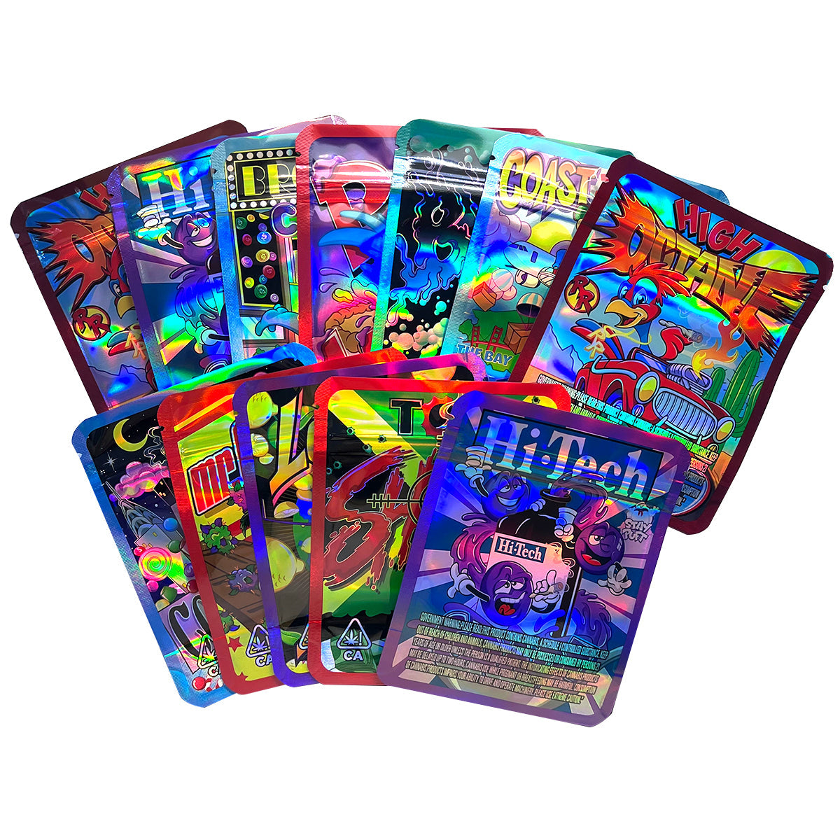 3.5g Mylar Bags Smell proof Ziplock Bags Laser Hologram CBD small Pouch 3.5g 100 pcs Customized your logo