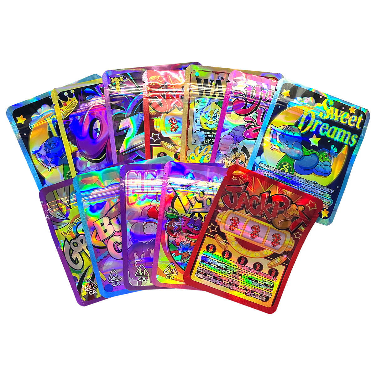 3.5g Mylar Bags Smell proof Ziplock Bags Laser Hologram CBD small Pouch 3.5g 100 pcs Customized your logo