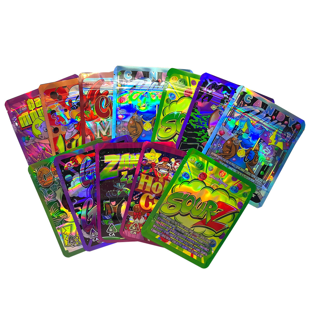 3.5g Mylar Bags Smell proof Ziplock Bags Laser Hologram CBD small Pouch 3.5g 100 pcs Customized your logo