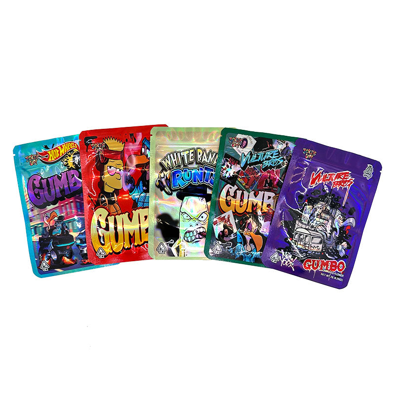 7g One Side Clear One Side Design Zipper Stand Up Hologram Pouch 100 pcs 100x150mm