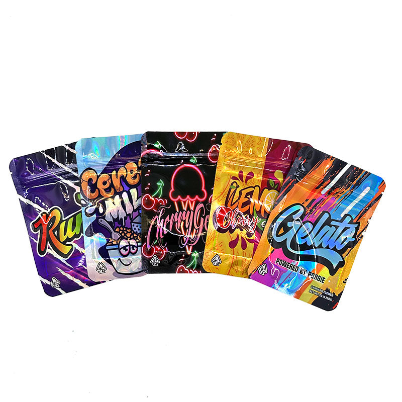 7g One Side Clear One Side Design Zipper Stand Up Hologram Pouch 100 pcs 100x150mm