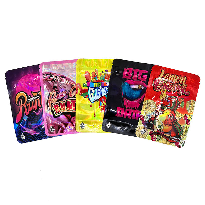 7g One Side Clear One Side Design Zipper Stand Up Hologram Pouch 100 pcs 100x150mm