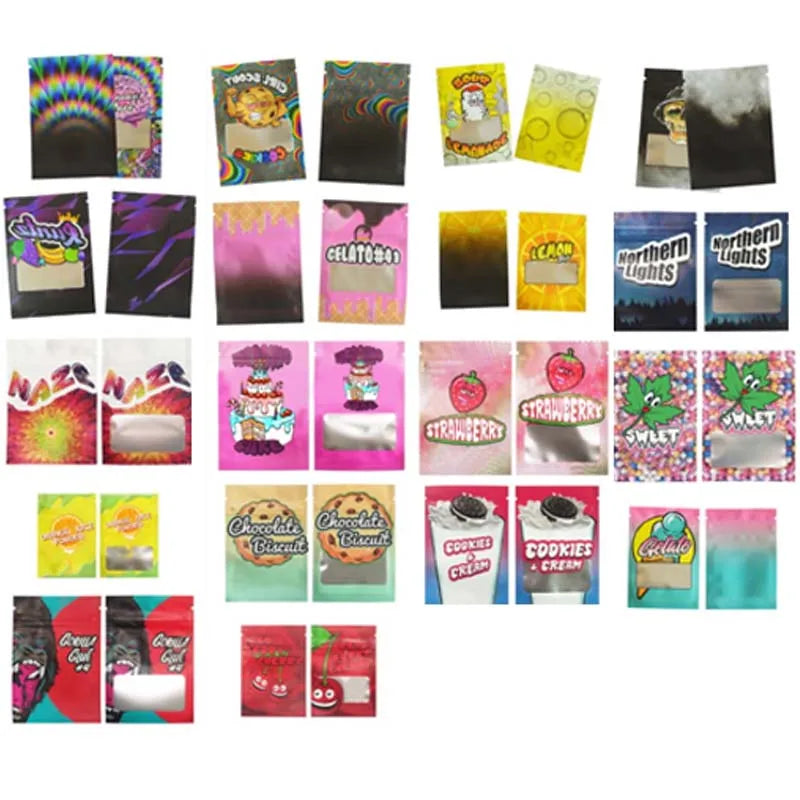 Wholesale 1g Edible Candy Packaging Mylar Bag Window Aluminum Foil Waterproof Plastic Pouches Cookie Spice Powder Ziplock Bags