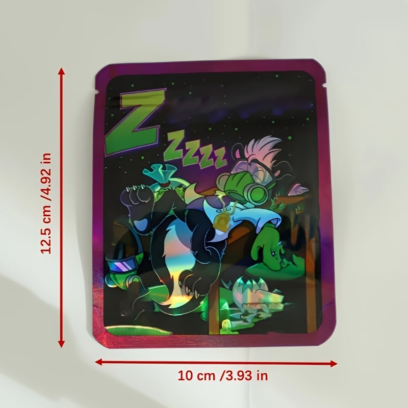 Super Value Bag 100pcs Random 10 Types Of Storage Bags, Laser Holographic 3.5g Shape Self-sealing Plastic Bag, 3.5G Mylar Bag, Sealable Zipper Bag, Candy Bag, Consumable Bag, Suitable for Cookies, Snacks, Nuts, Seeds, Candies