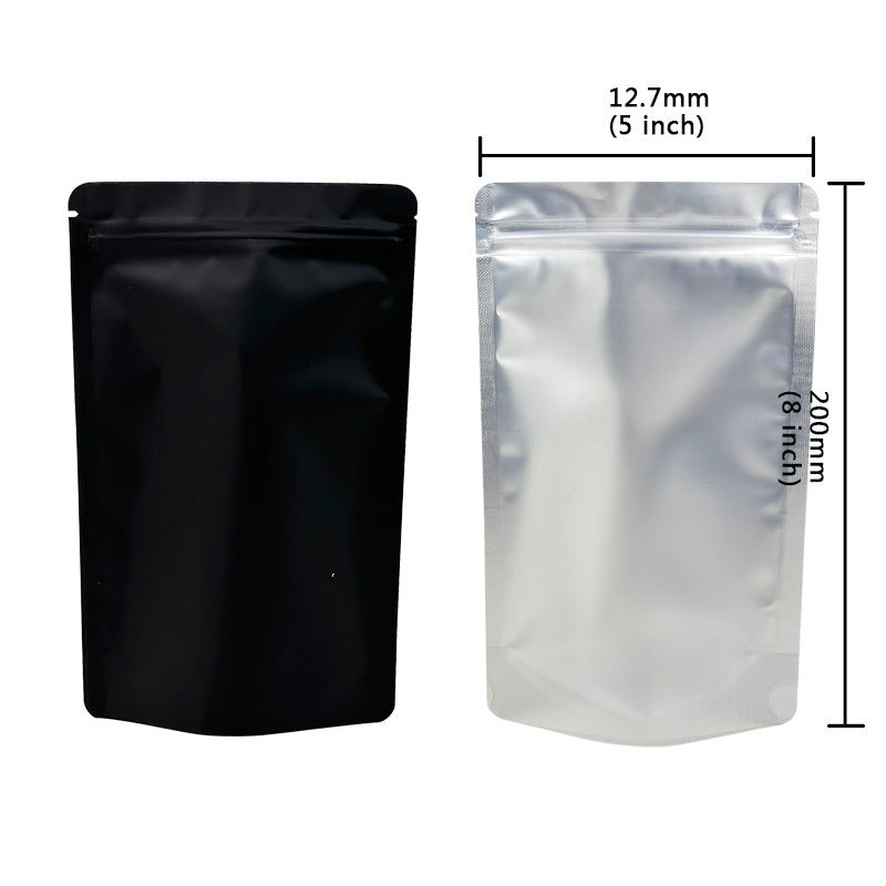 0.5g 1g 3.5g 7g 14g 28g 454g 1lb Pound Black Matte Color Zipper Bag Smell Proof Pouch One Side Clear Mylar Bag 100PCS Free Ship