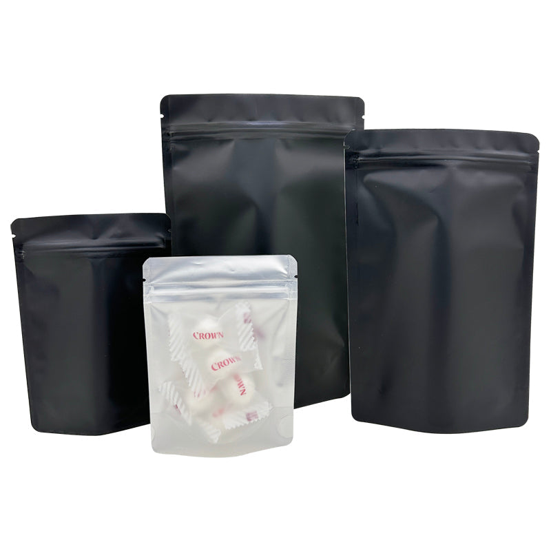0.5g 1g 3.5g 7g 14g 28g 454g 1lb Pound Black Matte Color Zipper Bag Smell Proof Pouch One Side Clear Mylar Bag 100PCS Free Ship