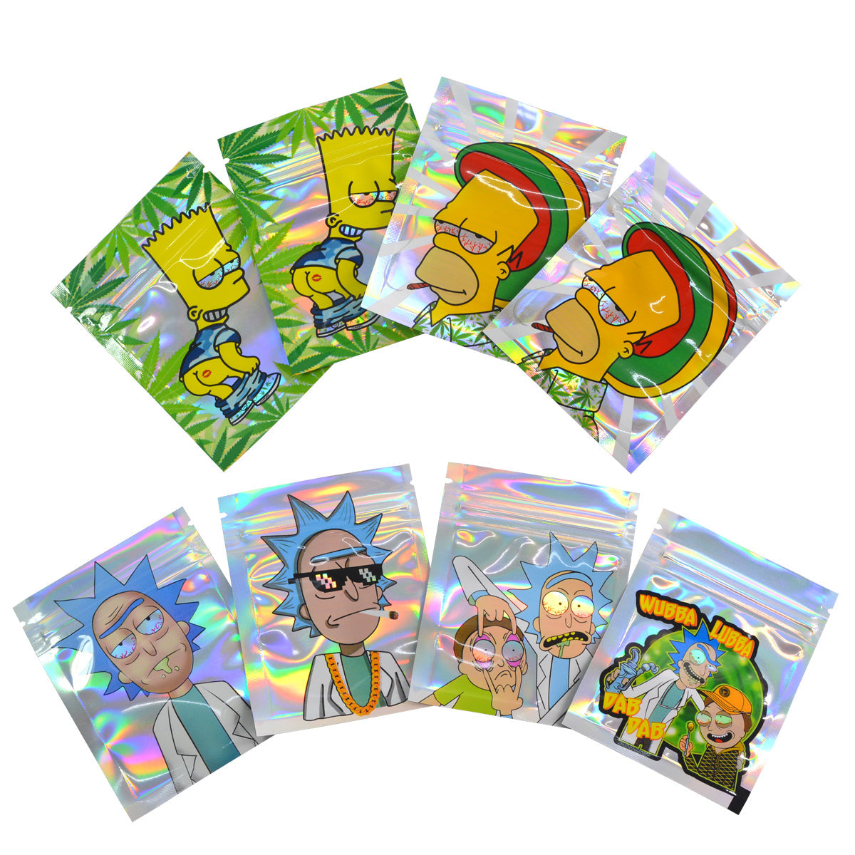 11x14cm 3.5g Hologram Laser Zipper Bags Both Side Printed 100 pcs