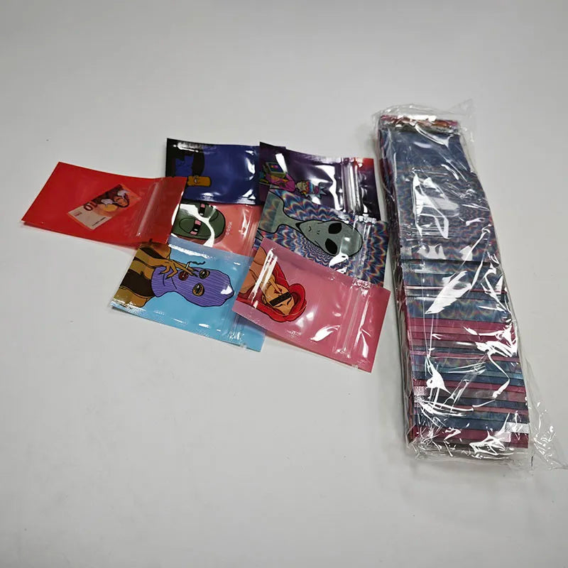1g Cookies Leaf Package Bag Food Grade Edibles Laser Reflective Mini Foil Pouch Mylar Plastic Ziplock Food Storage Plastic Bags