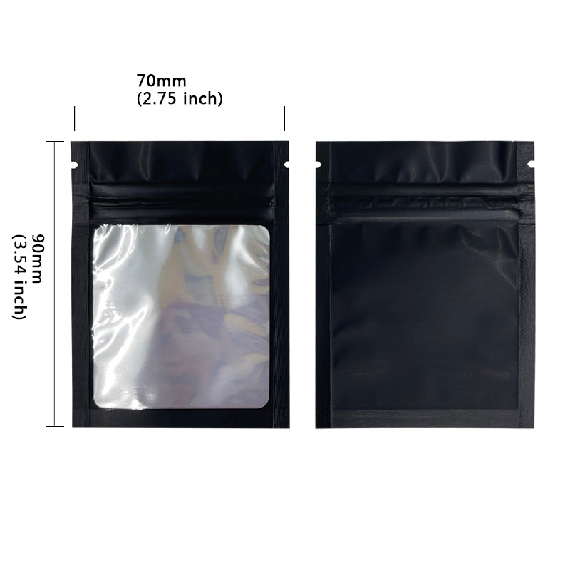 0.5g 1g 3.5g 7g 14g 28g 454g 1lb Pound Black Matte Color Zipper Bag Smell Proof Pouch One Side Clear Mylar Bag 100PCS Free Ship