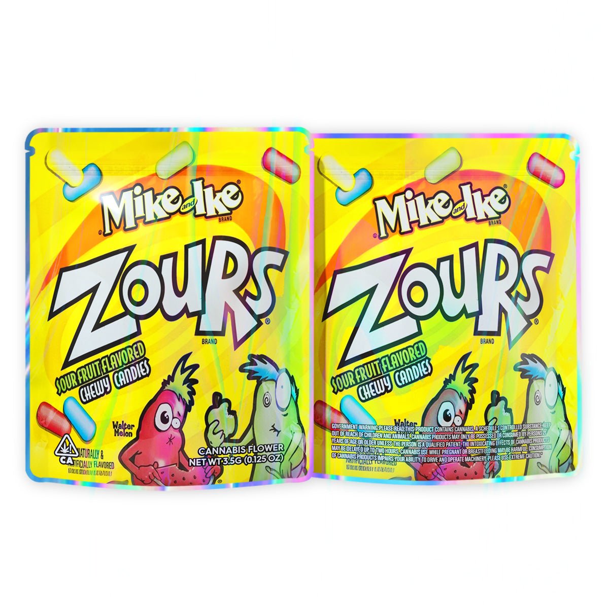 Zour Sour Fruit Flavored Chewy Candies Mylar Bags 3.5 Grams