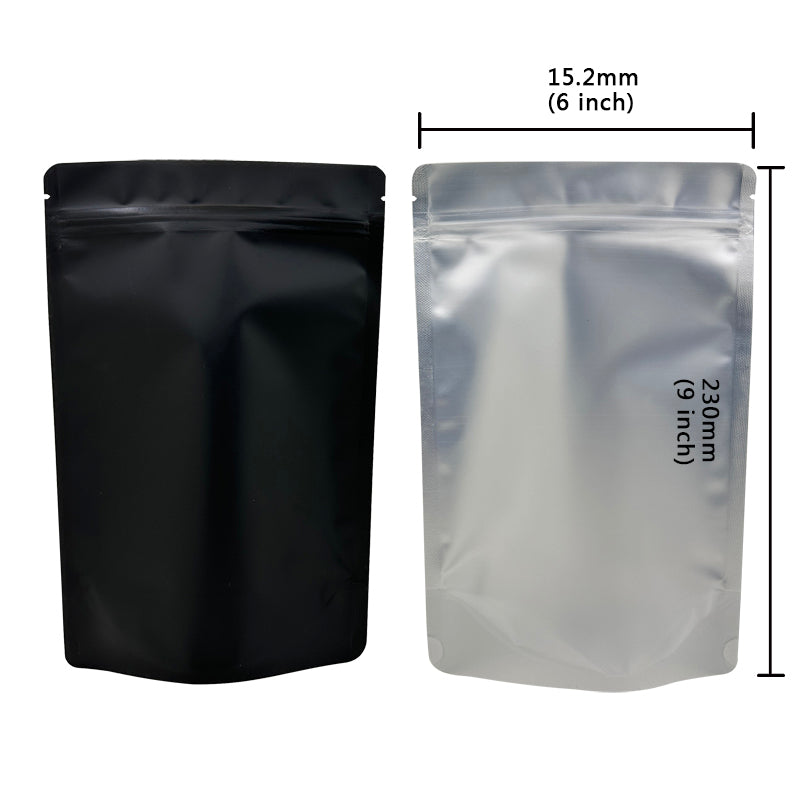0.5g 1g 3.5g 7g 14g 28g 454g 1lb Pound Black Matte Color Zipper Bag Smell Proof Pouch One Side Clear Mylar Bag 100PCS Free Ship