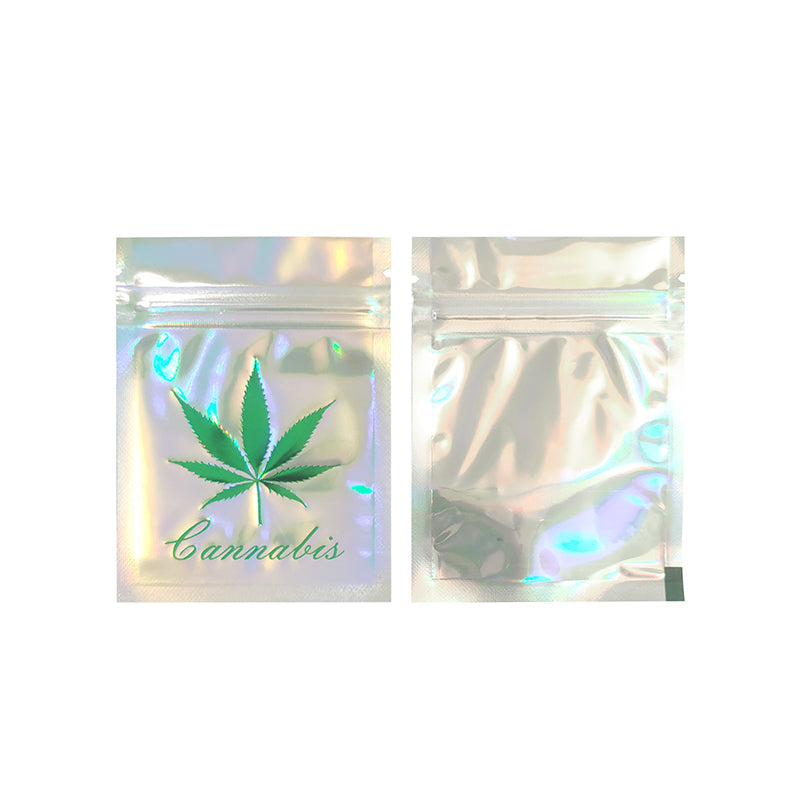 100 PCS  Hot Stamping Bag embossed Logo Hologram Aluminum Foil Zip lock Bags Glitter Laser Plastic Mylar Pouch Food Storage Bags