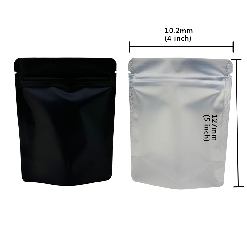 0.5g 1g 3.5g 7g 14g 28g 454g 1lb Pound Black Matte Color Zipper Bag Smell Proof Pouch One Side Clear Mylar Bag 100PCS Free Ship