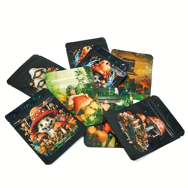 100pcs Polyester Film Bags -3.5g Mylar Bags, Gift Bags, Storage Bags, Plastic Bags, Reusable Zipper Bags, Suitable for Gift Packaging, Candy And Snack Storage And Festival Gift Packaging, Perfect for Event Parties, 10 Random Styles Mixed -D4