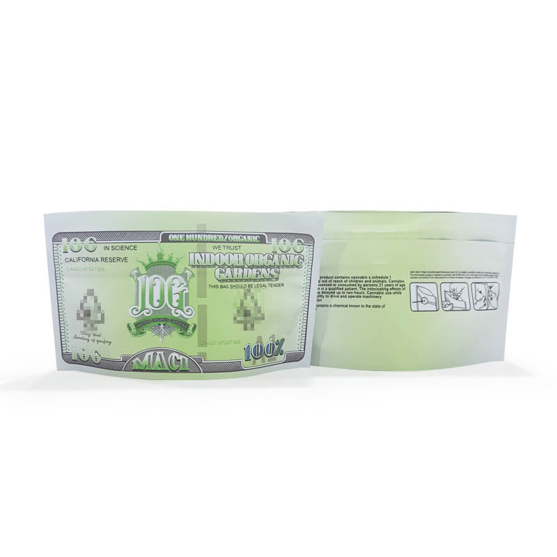 100 PCS USD Dollars 3.5g-10g Money Children Proof Stand Up Zip Lock Pouch Smell Proof Zipper Bag Cookies pouch Child Resistant Exit Bag USD Dollars
