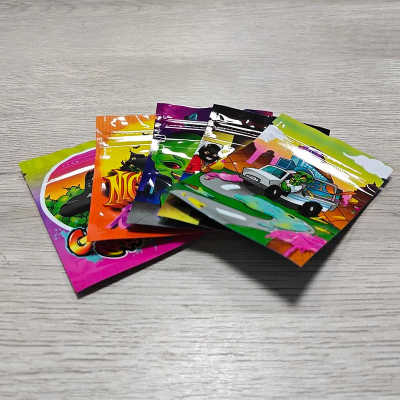 7*10cm New Pattern Mini Zip Lock Mylar Bag 1g Candy Gummies Packaging Pouch Smell Proof Zipper Bags With Window Plastic Pouches