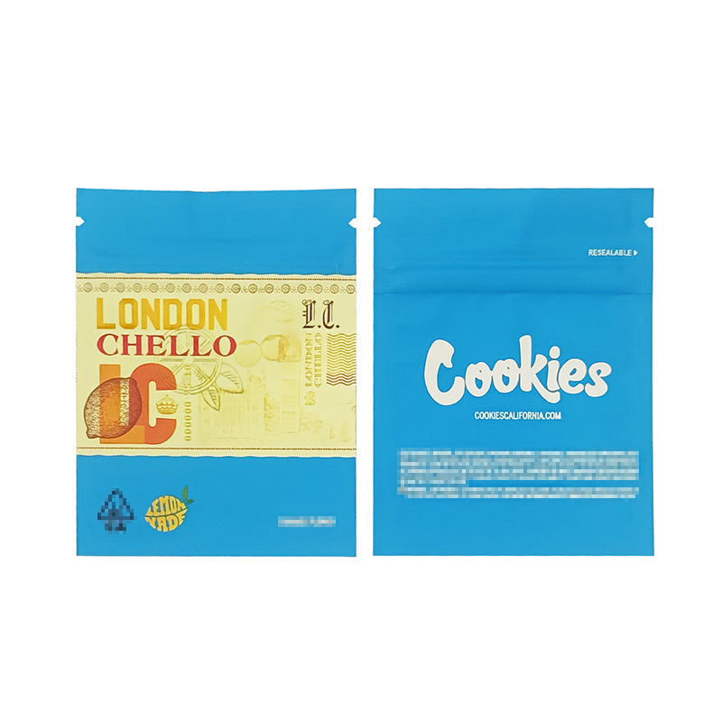 1g -3g Cookies Plastic Zipper Pouch With Stickers laser Anti Label Foil Bags Flavor Herb Flower Dry Tobacco Retail Bags