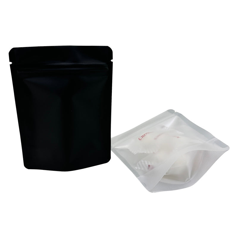 0.5g 1g 3.5g 7g 14g 28g 454g 1lb Pound Black Matte Color Zipper Bag Smell Proof Pouch One Side Clear Mylar Bag 100PCS Free Ship