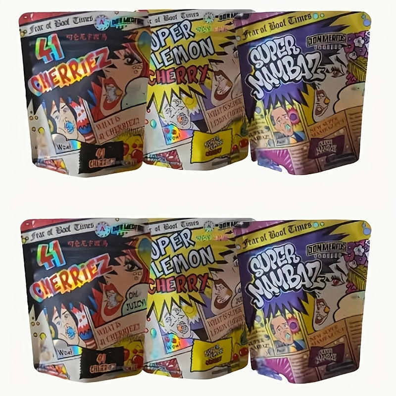 100pcs of Polyester Film Bags - 3.5G Mylar Bags, Gift Bags, Storage Bags, Plastic Bags, Reusable Zip Bags, Suitable for Gift Wrapping, Candy Snack Storage, And Holiday Gift Packaging, Perfect for Event Parties, Mixed in 10 Random Styles.