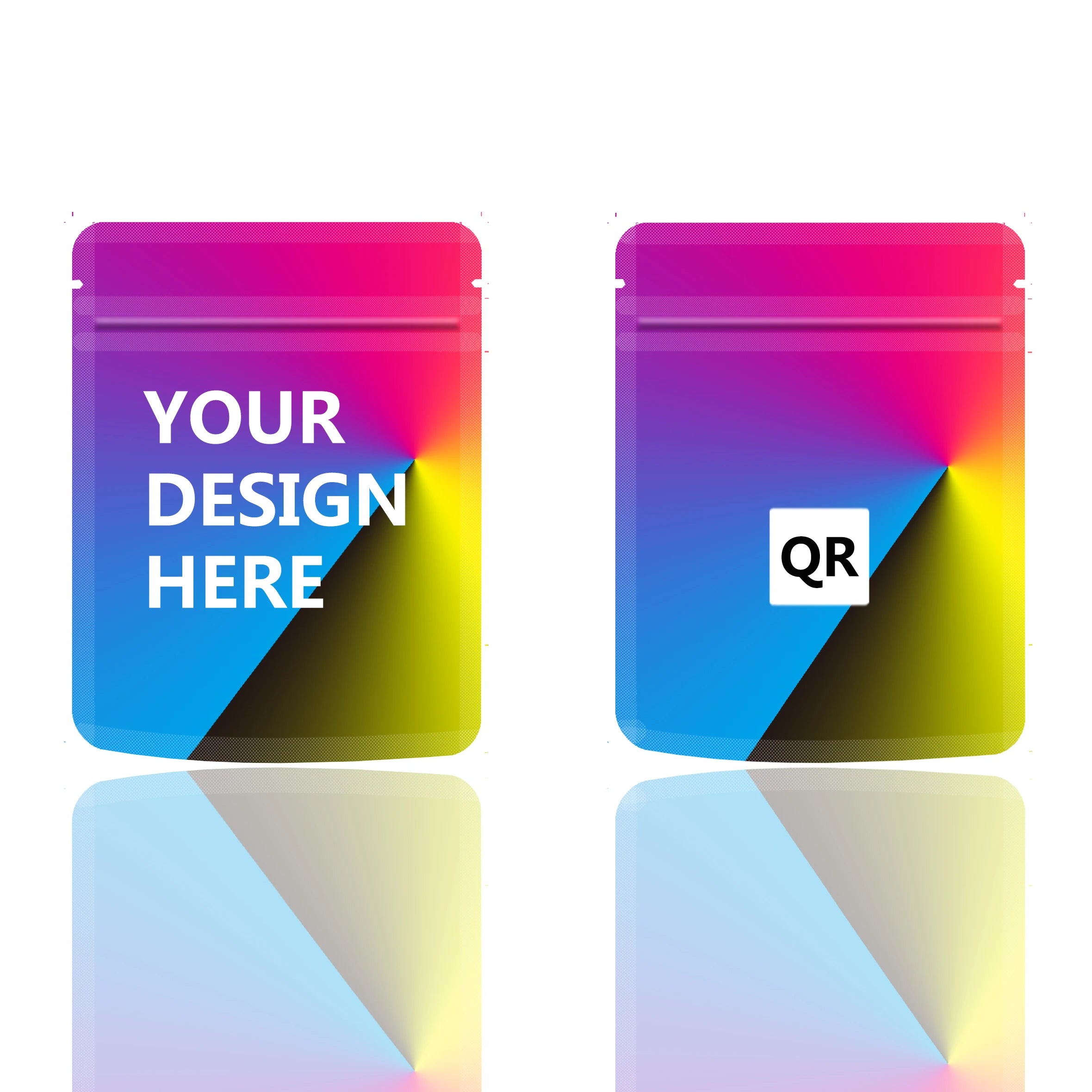 Custom Mylar Bags With Logo 500 PCS Free Design Creation Pro Packaging Digitally Printed Your Zipper Bags 1-3.5G Your Design QR