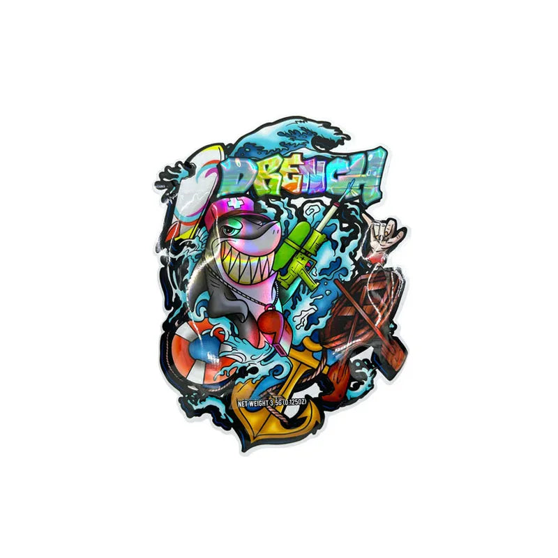 Die Cut Irregular Special Shaped Resealable Zipper Plastic Ziplock Mylar Bags 3.5g Smell-proof  Heat Seal Flower Packaging Pouch