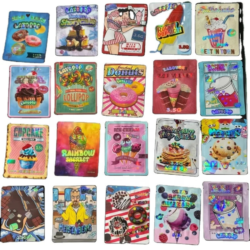 Hot Sales in Stock Thousands of Edibles Packaging Bags Styles Resealable 7g Mylar Bags 28g 3.5g Smell Edibles Packaging