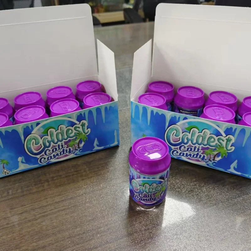 In Stock Custom  Soda Cans Tin Can Packaging 2oz Jars Plastic Can Plastic Jar 2oz Glass Jars with Lids