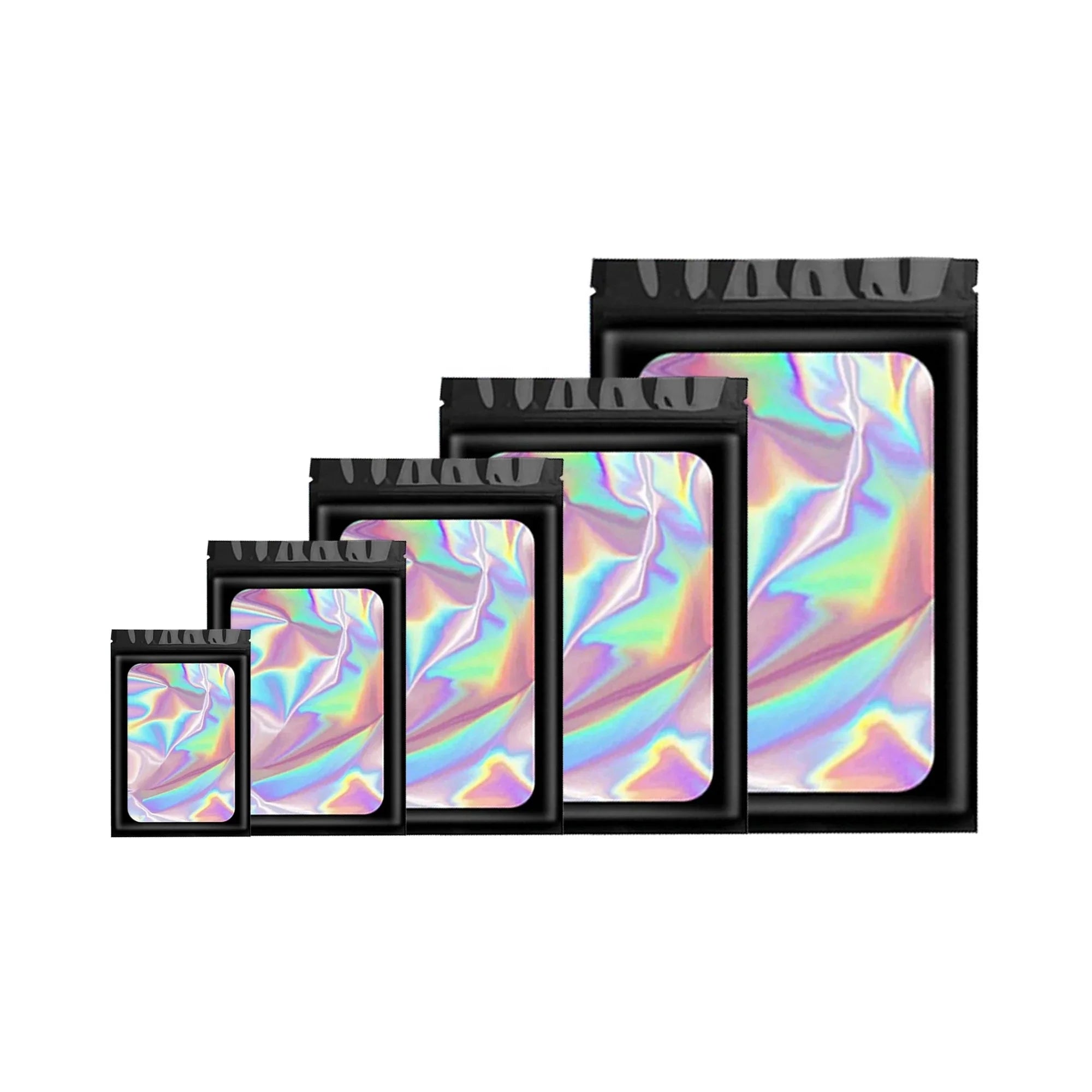Wholesale Custom Printed Smell Proof Zip Lock Bag Stand up Pouch Die Cut Holographic Mylar Bags 3.5g/pound